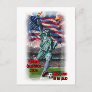 Cartes Pour Fêtes Annuelles Statue de la Liberté célébrant le football sur un