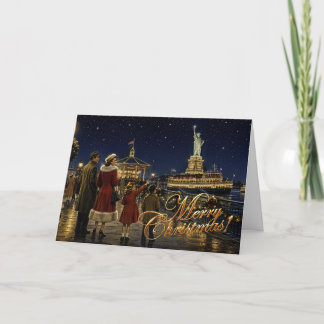 Cartes Pour Fêtes Annuelles Statue de la Liberté de Noël américaine des années