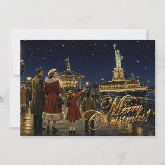 Cartes Pour Fêtes Annuelles Statue de la Liberté de Noël américaine des années