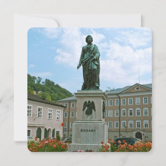 Cartes Pour Fêtes Annuelles Statue de Mozart à Salzbourg (Devant)