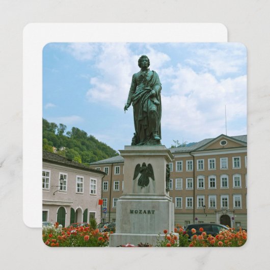 Cartes Pour Fêtes Annuelles Statue de Mozart à Salzbourg (Devant / Derrière)