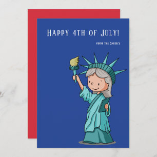 Cartes Pour Fêtes Annuelles Statue mignonne de la liberté 4 juillet patriotiqu