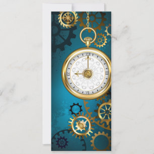 Cartes Pour Fêtes Annuelles Steampunk Arrière - plan turquoise avec Gears