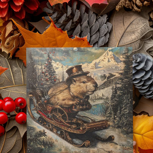 Cartes Pour Fêtes Annuelles Steampunk Christmas Beaver personnalisable
