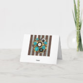 Cartes Pour Fêtes Annuelles Steampunk Clock and Turquoise Roses on Striped (Dos)