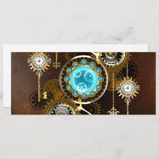 Cartes Pour Fêtes Annuelles Steampunk Rusty Background (Devant / Derrière)