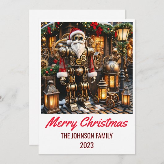 Cartes Pour Fêtes Annuelles Steampunk Santa Claus - Joyeux Noël (Devant / Derrière)