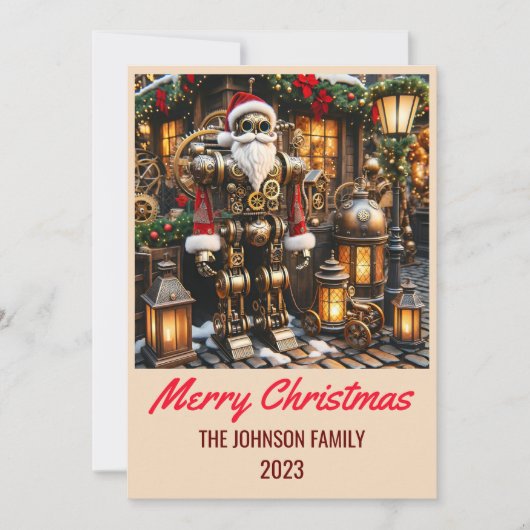 Cartes Pour Fêtes Annuelles Steampunk Santa Claus - Joyeux Noël (Devant)