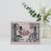 Cartes Pour Fêtes Annuelles Steampunk Sloth Reading Postcards (Debout devant)