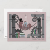 Cartes Pour Fêtes Annuelles Steampunk Sloth Reading Postcards (Devant / Derrière)