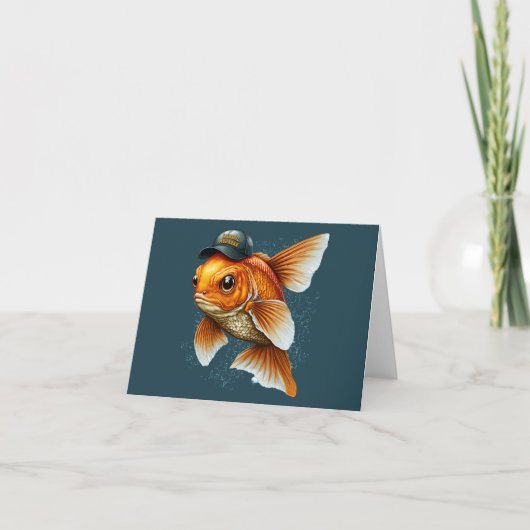 Cartes Pour Fêtes Annuelles Steet Goldfish en Casquette Nowruz Mobarak (Devant)