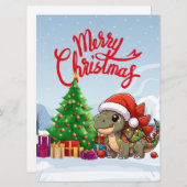 Cartes Pour Fêtes Annuelles Stegosaurus de Noël pour bébé mignon/Whimsical (Devant / Derrière)