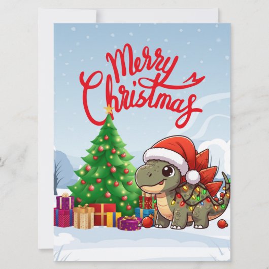 Cartes Pour Fêtes Annuelles Stegosaurus de Noël pour bébé mignon/Whimsical (Devant)