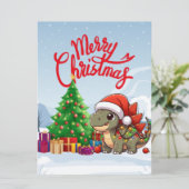 Cartes Pour Fêtes Annuelles Stegosaurus de Noël pour bébé mignon/Whimsical (Debout devant)