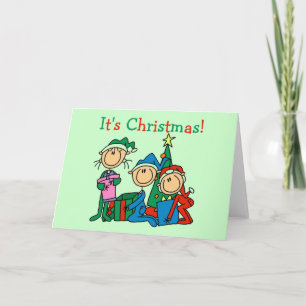 Cartes Pour Fêtes Annuelles Stick Figure Enfants C'est Noël Tshirts et cadeaux