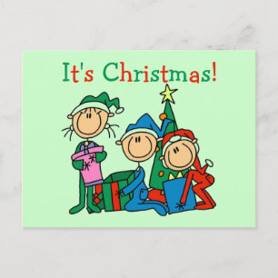 Cartes Pour Fêtes Annuelles Stick Figure Enfants C'est Noël Tshirts et cadeaux