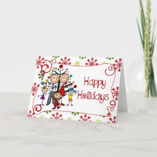 Cartes Pour Fêtes Annuelles Stick Figure Famille Fêtes de Noël