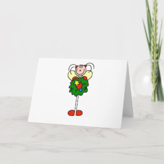 Cartes Pour Fêtes Annuelles Stick Figure Fille de couronne de Noël