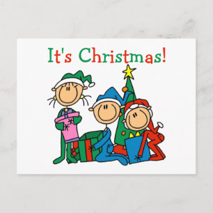 Cartes Pour Fêtes Annuelles Stick Figure Kids It's Christmas Tshirts and Gifts