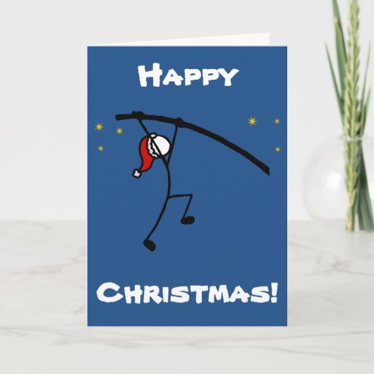 Cartes Pour Fêtes Annuelles Stick-With-Sport Père Noël Pole Vault personnalisé (Devant)