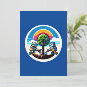 Cartes Pour Fêtes Annuelles Sticker Planteur d'arbre IA Conception robotique é (Debout devant)