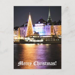 Cartes Pour Fêtes Annuelles Stockholm, Suède à Noël la nuit
