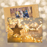 Cartes Pour Fêtes Annuelles Strand of Christmas Lights Photo<br><div class="desc">Beau brin de lumières des arbres de Noël et une grande étoile,  votre accueil personnalisé sur le devant et votre photo et vos noms sur le dos. Sélectionnez Matte pour le papier le plus lourd et la haute définition pour une meilleure qualité d'impression.</div>
