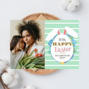 Cartes Pour Fêtes Annuelles Strip Floral Simple moderne Pâques photo de famill