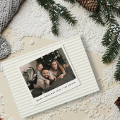 Cartes Pour Fêtes Annuelles Striped Christmas Card with Custom Polaroid Photo 