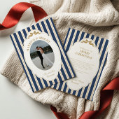 Cartes Pour Fêtes Annuelles Striped Christmas Card with Photo