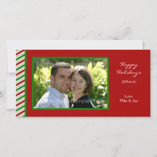 Cartes Pour Fêtes Annuelles Striped Christmas Photo Card