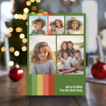 Cartes Pour Fêtes Annuelles Stripes Boho Chaudes - 5 Photo Collage<br><div class="desc">Avant - 5 Modèle photo dans une grille simple. Un motif rayé amusant et rétro avec des tons rouges et verts et une police simple font un design moderne et minimal pour la saison des fêtes. Retour - motif à rayures profondes vert et rouge rétro avec une ambiance les années...</div>