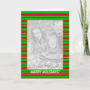 Cartes Pour Fêtes Annuelles Stripes de Noël (grand cadre photo)