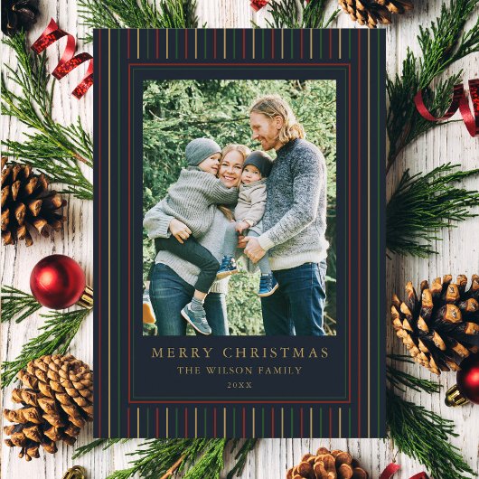 Cartes Pour Fêtes Annuelles Stripes de Noël une photo
