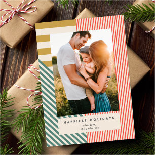 Cartes Pour Fêtes Annuelles Stripes mélangées modernes Un Noël photo