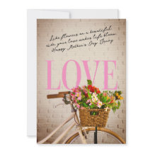 Style Chic Fleurs Bicyclette Fête des Mères Amour