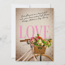 Cartes Pour Fêtes Annuelles Style Chic Fleurs Bicyclette Fête des Mères Amour