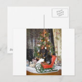 Cartes Pour Fêtes Annuelles Style Dachshund de Noël (Devant / Derrière)