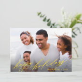 Cartes Pour Fêtes Annuelles Style Gold Script Noël Photo Paysage (Debout devant)