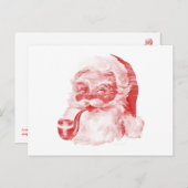Cartes Pour Fêtes Annuelles Style Letterpress rétro Père Noël avec tuyau (Devant / Derrière)