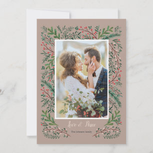 Cartes Pour Fêtes Annuelles Style Love & Peace Green Pine Tree wreath Photo