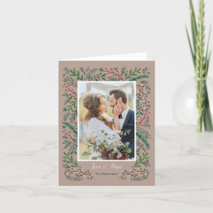 Cartes Pour Fêtes Annuelles Style Love & Peace Green Pine Tree wreath Photo