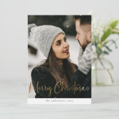 Cartes Pour Fêtes Annuelles Style moderne Black Gold Plaid Photo de Noël (Debout devant)