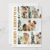 Cartes Pour Fêtes Annuelles Style moderne Famille Photo Collage Or Noël (Devant)