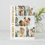 Cartes Pour Fêtes Annuelles Style moderne Famille Photo Collage Or Noël (Debout devant)