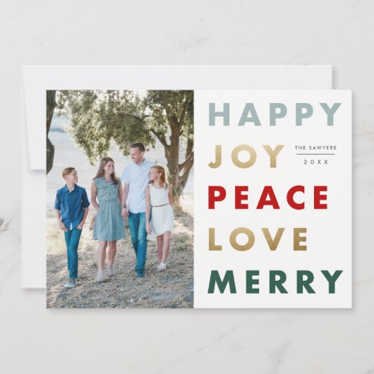 Cartes Pour Fêtes Annuelles Style moderne Gras Photo Noël (Devant)