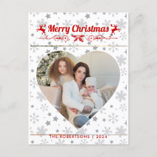 Cartes Pour Fêtes Annuelles Style moderne Script de Noël Famille Coeur Photo