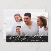 Cartes Pour Fêtes Annuelles Style noir & blanc Script photo de Noël (Devant)