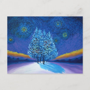 Cartes Pour Fêtes Annuelles Style Van Gogh Noël bleu