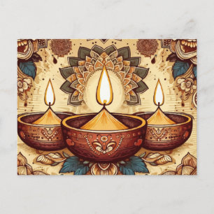 Cartes Pour Fêtes Annuelles Style vintage Bonne Diwali Diya Festival de la lum